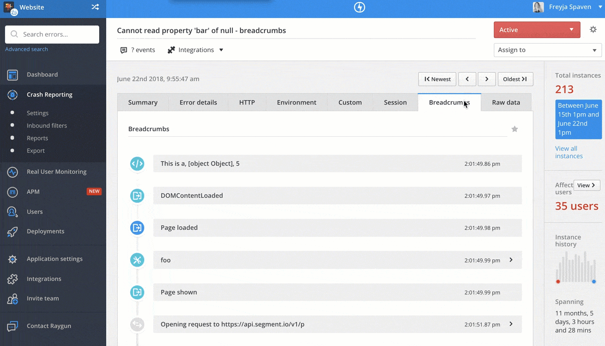 Accessing user Sessions to replicate user errors