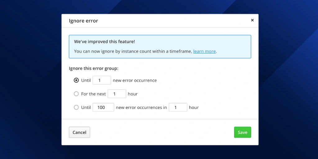 Feature image for Smarter 'Ignore' error status controls for flexible alerting