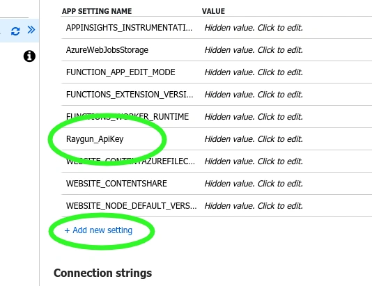 Application settings feature in Azure Functions