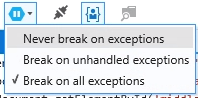Break on exceptions Internet Explorer Debugging