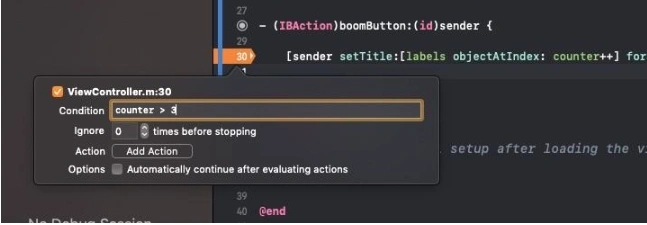 Debug iOS: Image of the debugger in XCode