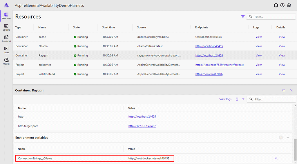 Ollama Docker Container showing the new container 