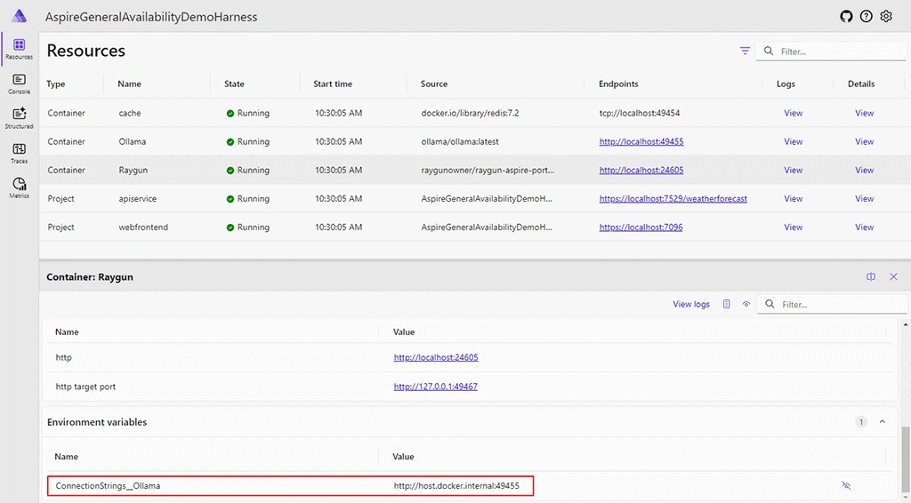 Ollama Docker Container showing the new container 