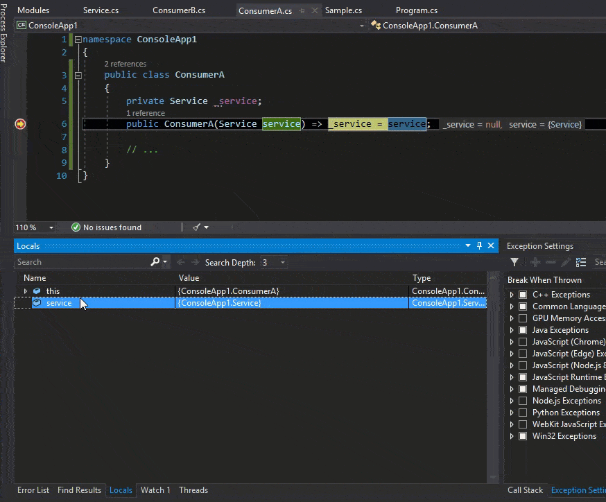 Using threads and freeze functions when debugging .net