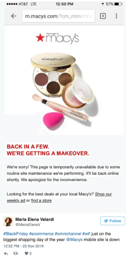 Macy&rsquo;s mobile app error