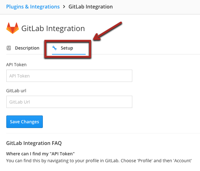Head to the integration tab to integrate Raygun and Gitlab