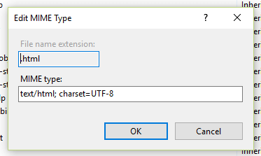 Change the HTML MIME type in IIS