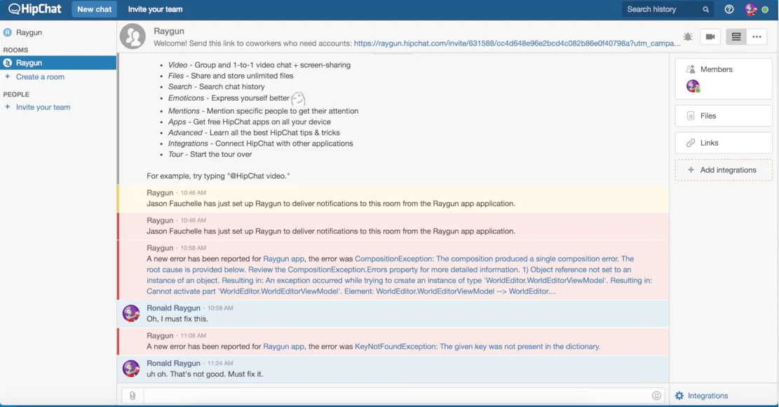 The error being reported by HipChat