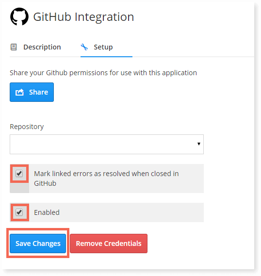 Starting the Raygun and github enterprise integration which requires you to head to the setup tab