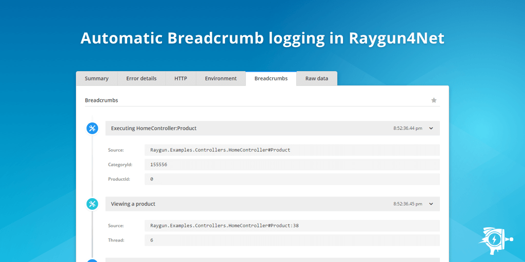 Feature image for Automatic breadcrumb logging in Raygun4Net – how to get set up