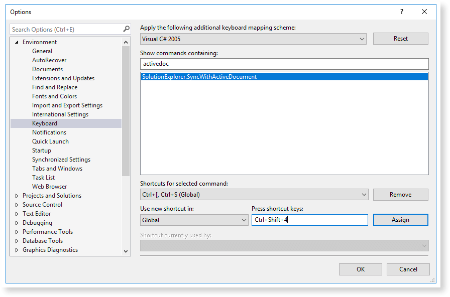 Visual Studio features: Customize keyboard shortcuts