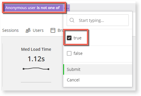 Now, we filter anonymous users using Pulse filters