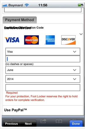 Screenshot showing the Layout issues on payment pages don't evoke trust
