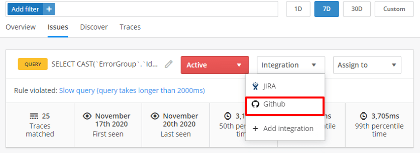 github integration existng issue