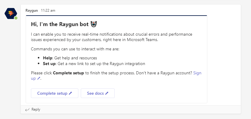 Welcome card in Microsoft Teams