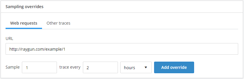 Add sampling override for a Web Request