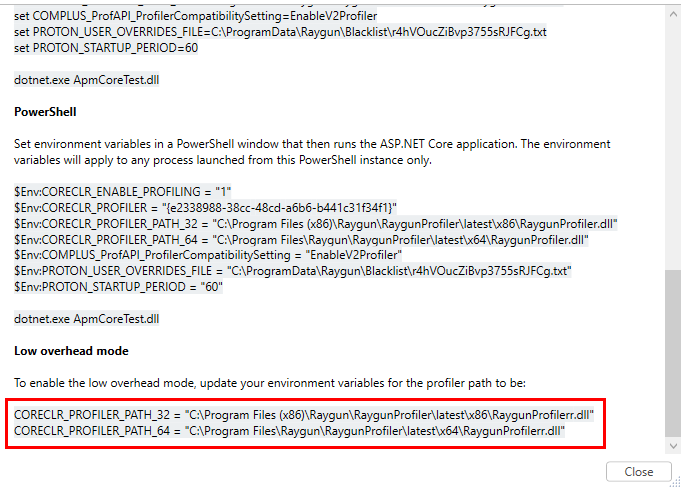 NET APM low overhead mode Raygun Docs